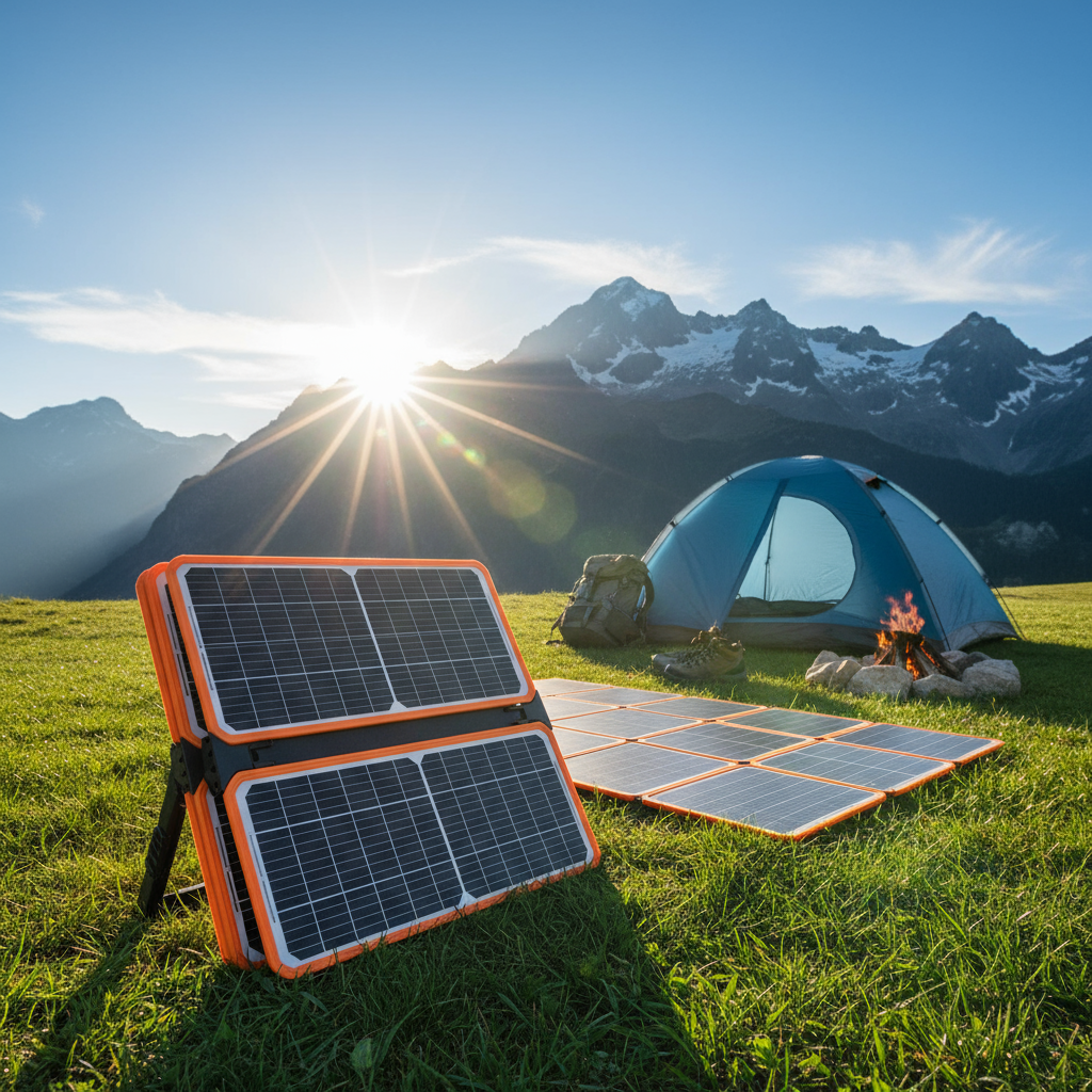 Pannelli Solari Portatili 2025: Guida Completa 1 Pannelli solari portatili pieghevoli 60W in campeggio montagna sole